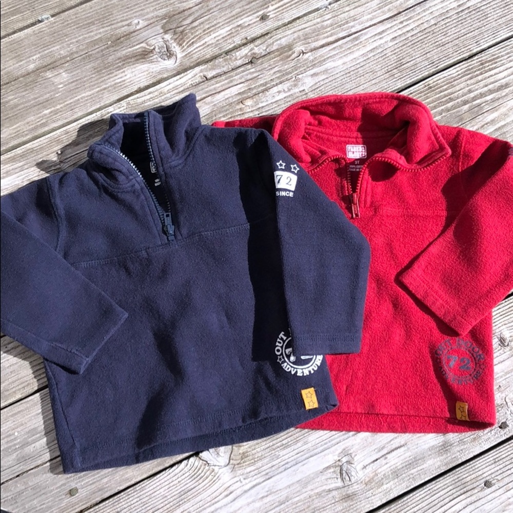 Lot of red & blue Faded Glory 1/4 zip shirt 3T